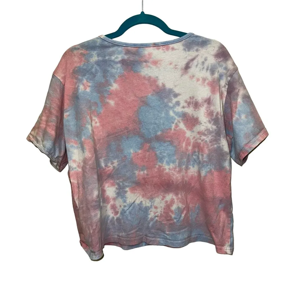 Indigo Tie Dye Cropped Tee Shirt - Image 3