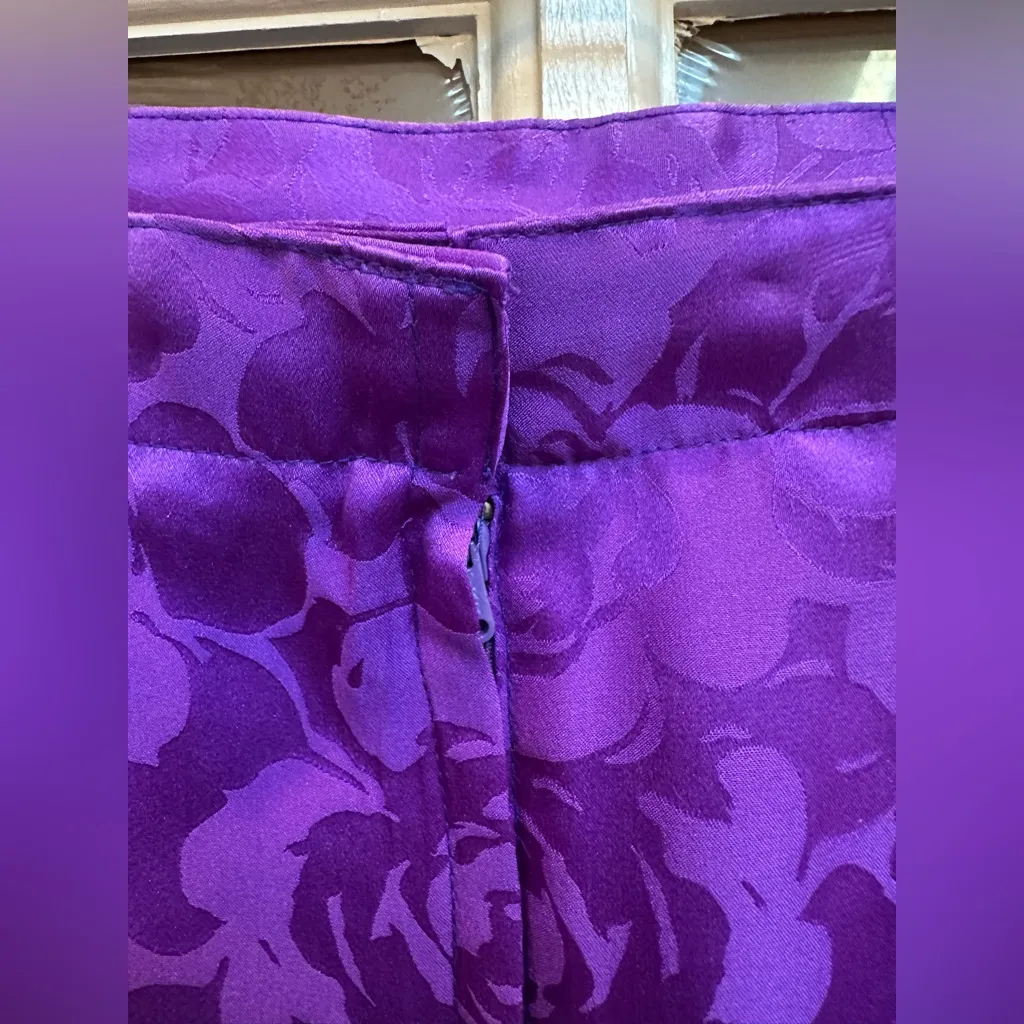 Vintage Anne Crimmins for Umi Collections Silk Floral Art To Wear Skirt Size 6 Purple - Image 5