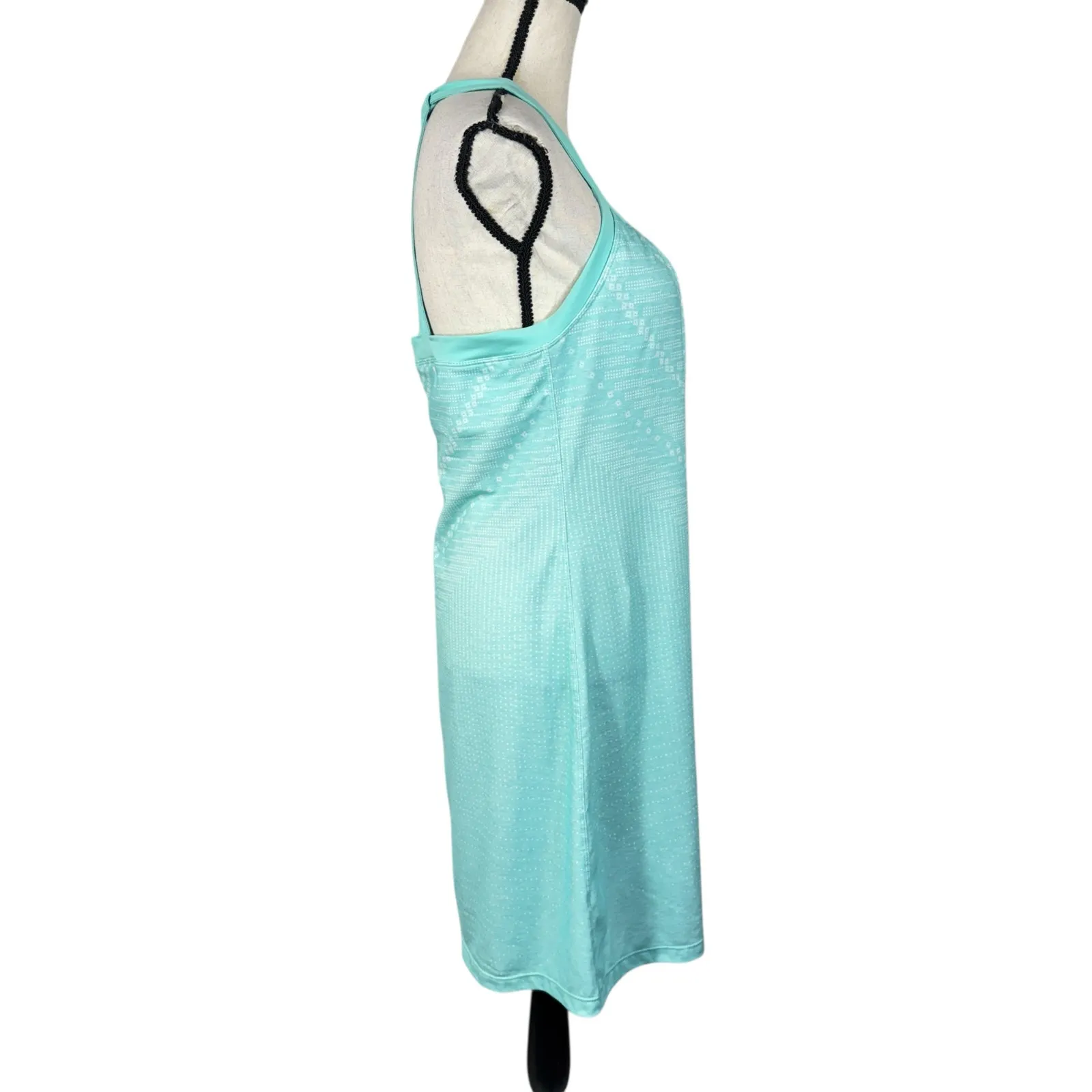 PrAna Large Cantine Halter Dress Wicking Shelf Bra Padded Stretch Geometric - Image 3