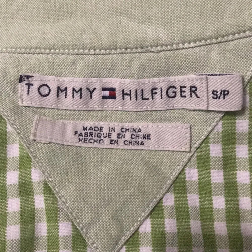 Tommy Hilfiger s/p green white gingham button up - Image 2