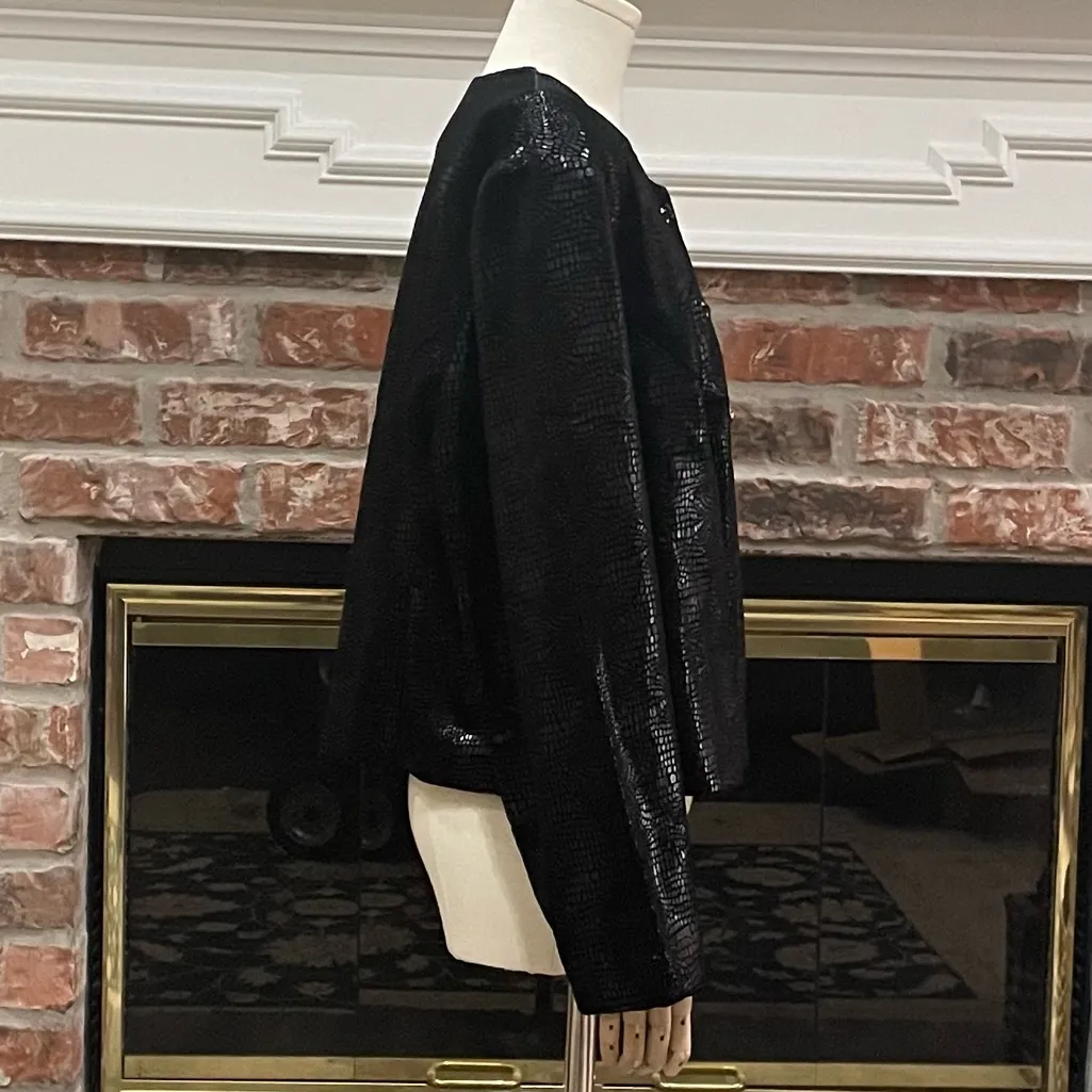 Citi Dress VTG 80s shimmery black croc print jacket / XL / Excellent condition - Image 3