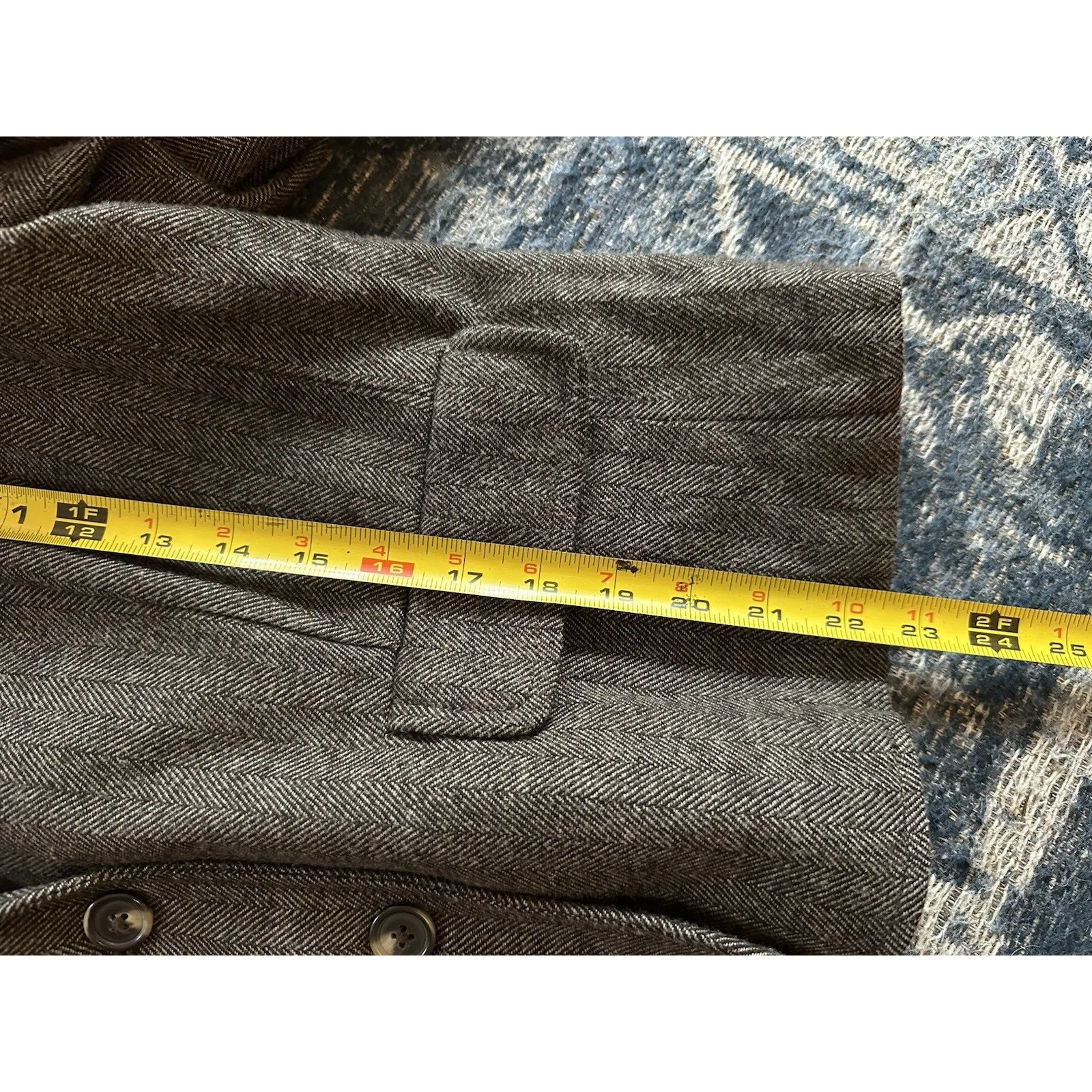 Y2K Wool Blazer American Eagle Brown Herringbone Countryside Academia Women Med. - Image 6