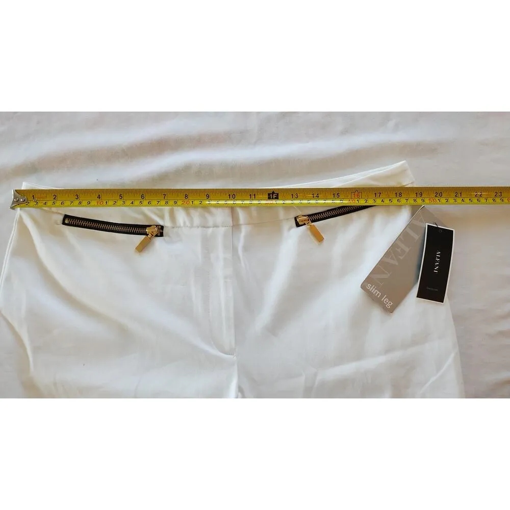NTW Alfani slim Leg High Rise Career women’s Pants Size 16 Bright White - Image 9