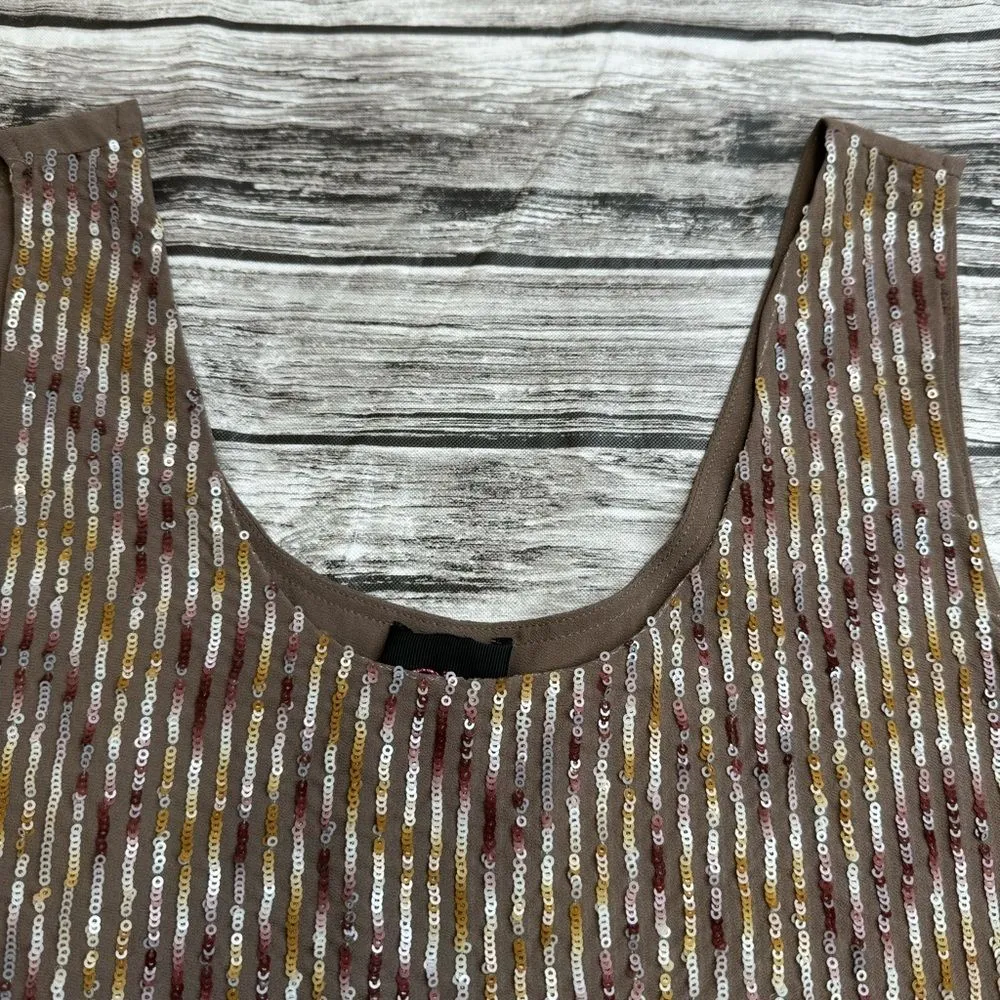 2b bebe Women's Pullover Sequin Tank Top Lined XL Extra Large Light Brown Beige - Image 4