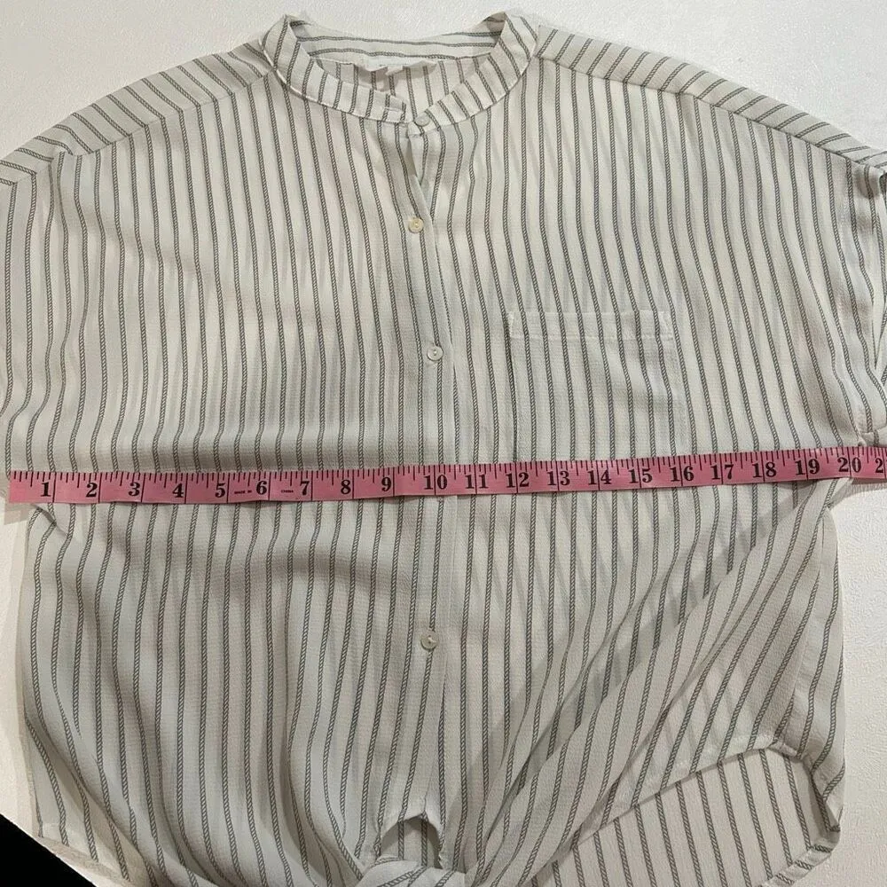 Olivaceous Women’s Medium Striped Button Down Tie Front Blouse - Image 4