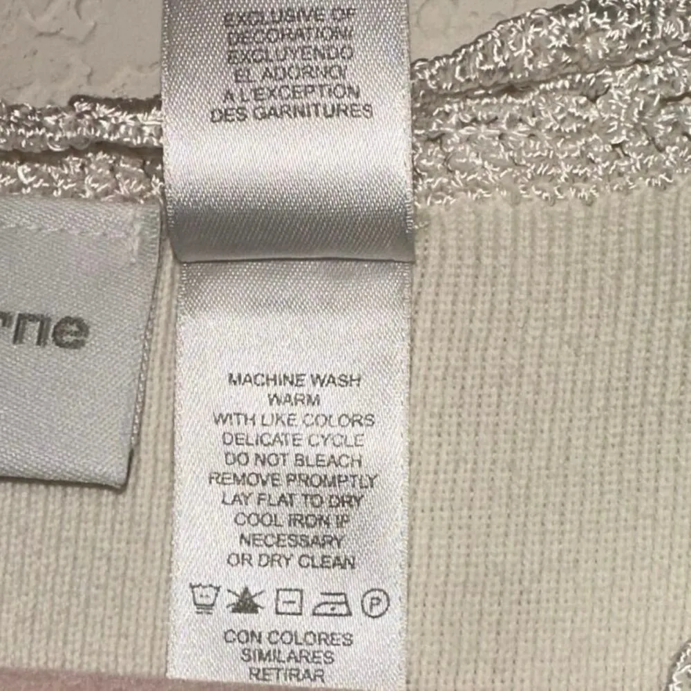 Liz Claiborne LizSport Cream V Neck Sweater Vest with Crochet Lace Trim - Image 5