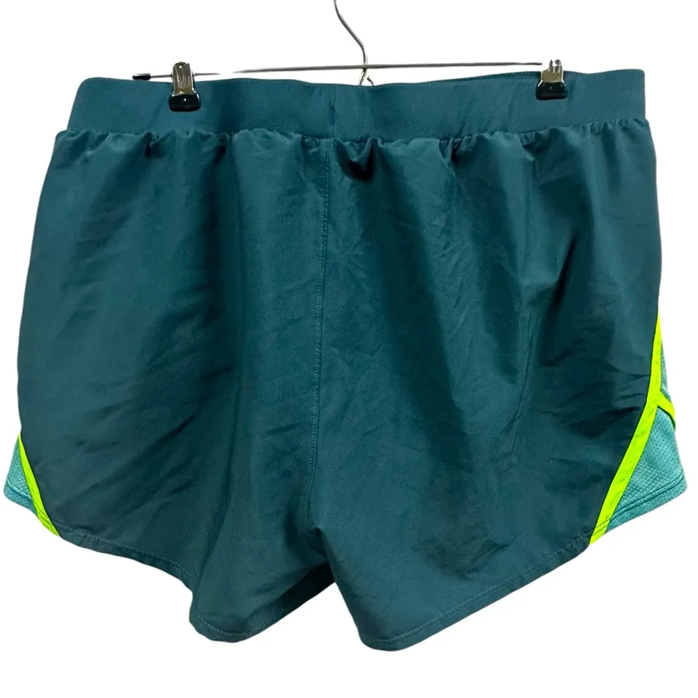 Under Armour UA Fly By 2.0 Athletic Shorts Blue Green Womens Large - Image 7