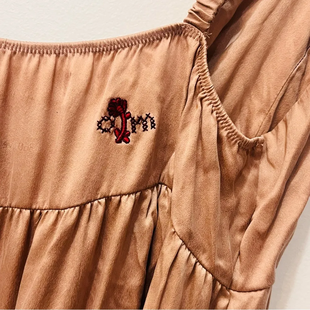odd molly baby doll cami 100% silk dress dusty pink tan size small - Image 5