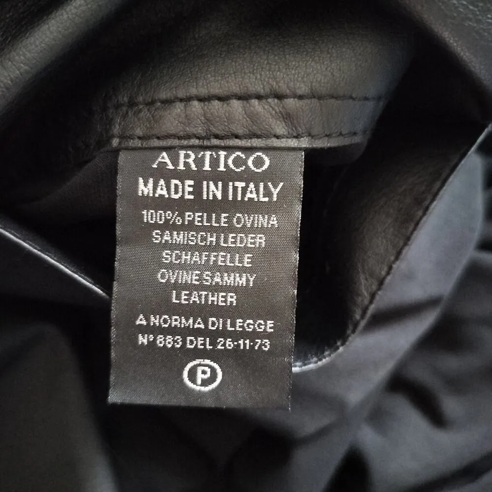 Artico Size S Italian Ovine Sammy Sheep Leather Jacket Drapey Mixed Media Black - Image 6