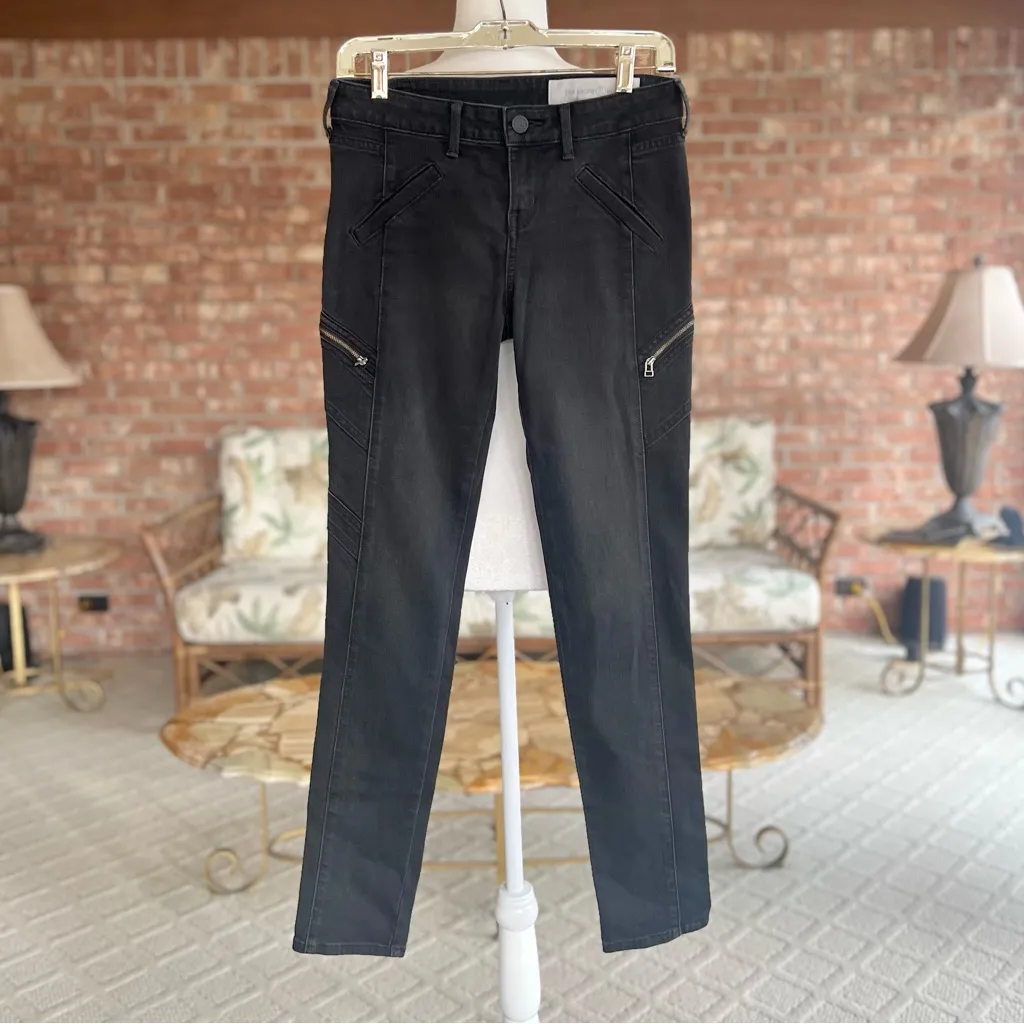 Treasure & Bond Moto Jeans Skinny Wash Out Black 26 Utility Edgy Party Chic - Image 3