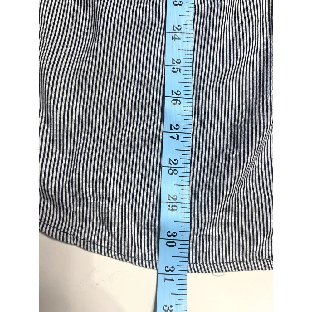 New Look Off the Shoulder Blue Striped Embroidered Sleeve Dress Boho Cottagecore - Image 6