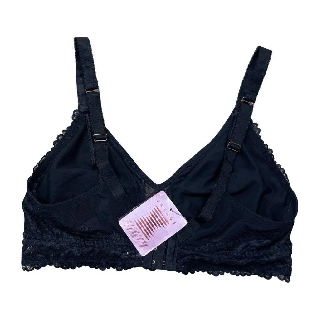 New Savage X Fenty Lace Bra Black Rose Gold No Wire Bralette Size 1X - Image 2