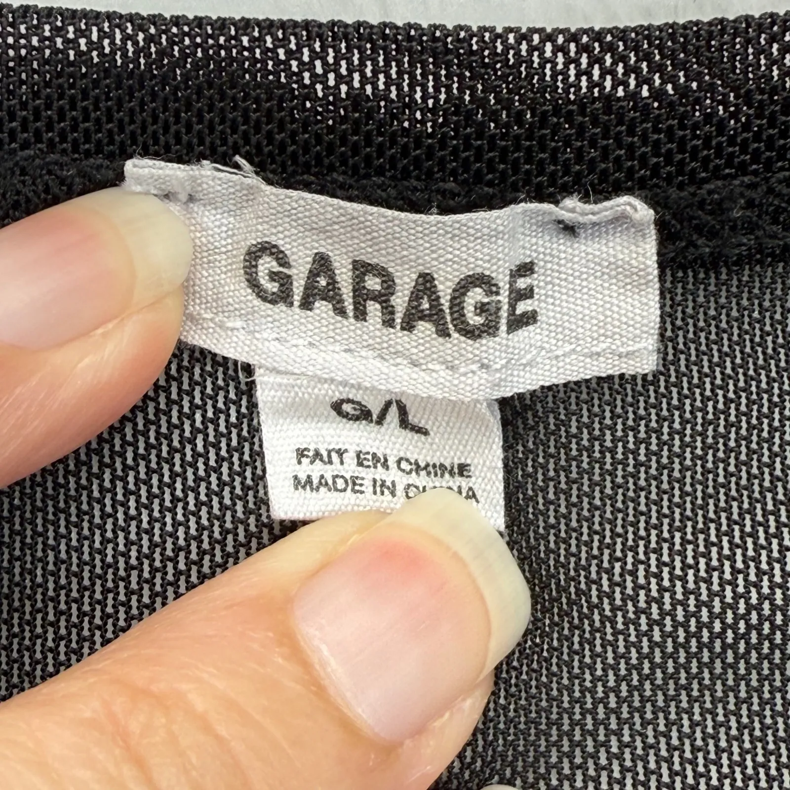 Garage Mesh Top Ruched Long Sleeve‎ See Through Black Blouse Large - Image 4