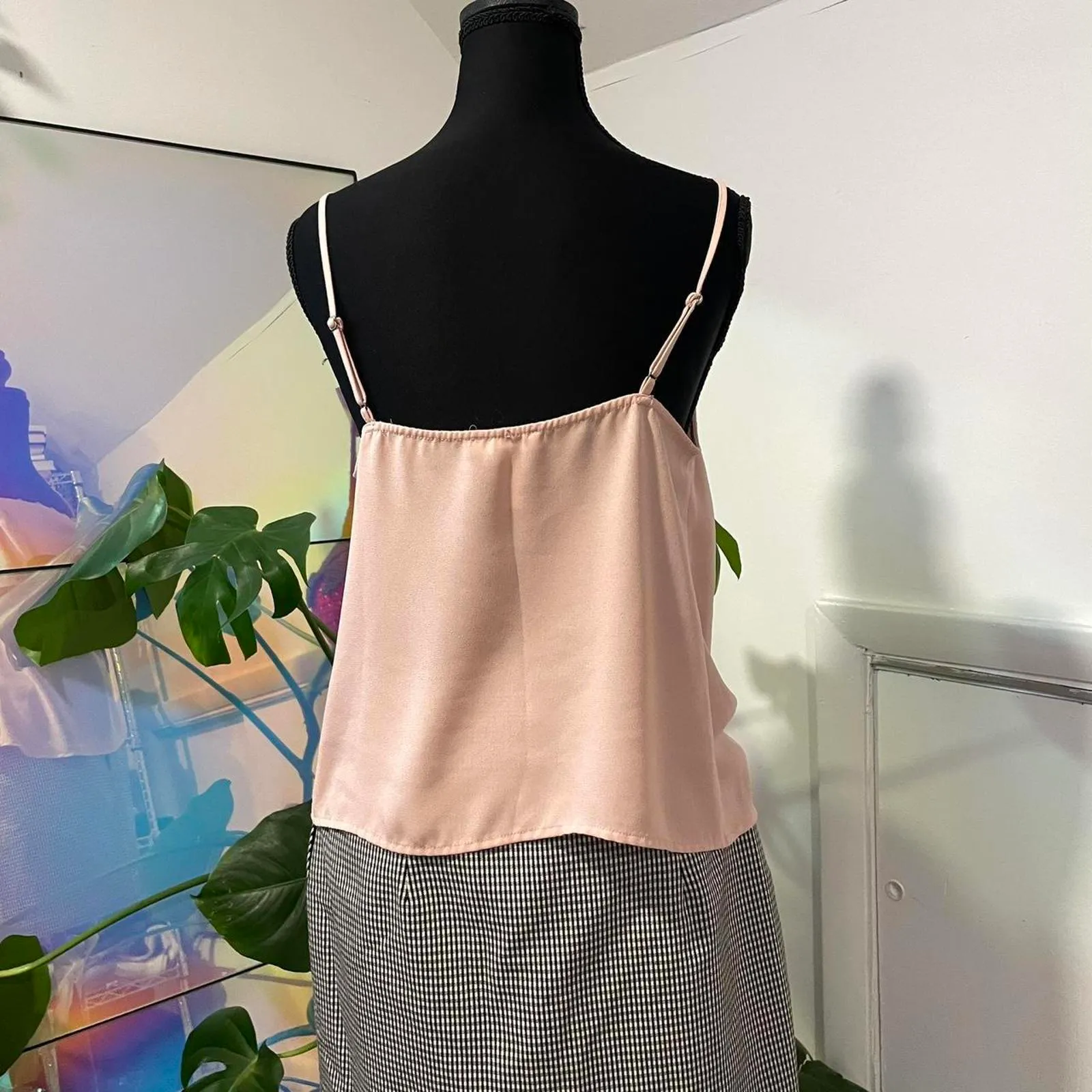 Leith Pink cami cowl neck top with lace trim. size medium - Image 4