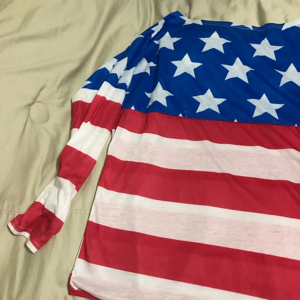 Patriotic Stars and Stripes Long Sleeve Shirt X - Image 4