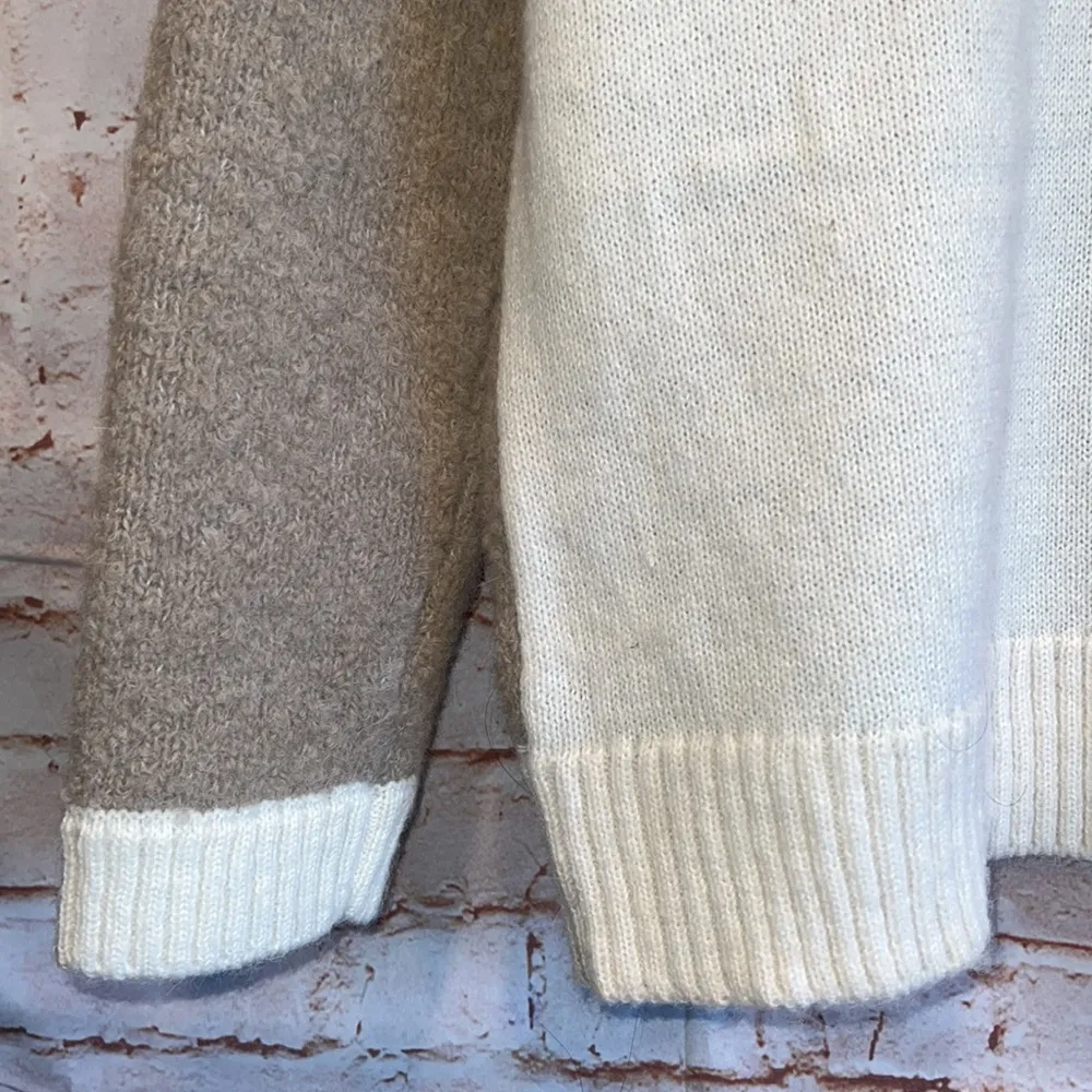 Soft surroundings tundra sweater Color block drop shoulders M oversized tan wool - Image 7