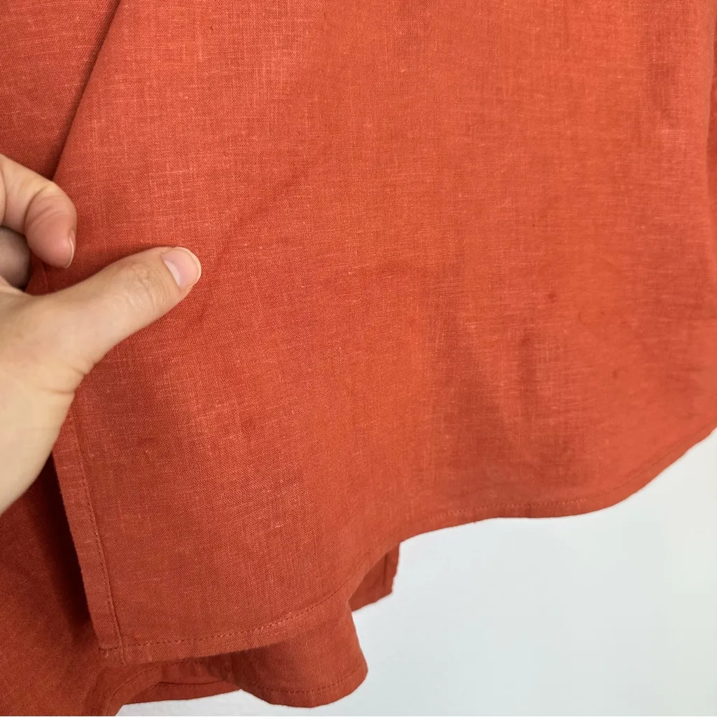 Aritzia Wilfred Free Aperitif Linen Blend Tie Front Top SZ XS Orange/Rust Flaw Orange - Image 9