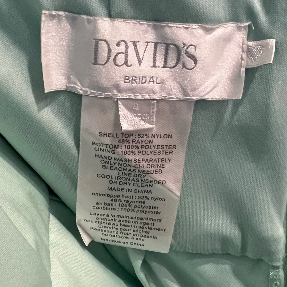 Davids Bridal One Shoulder Mint Green Bridesmaid Dress Size 4 - Image 6