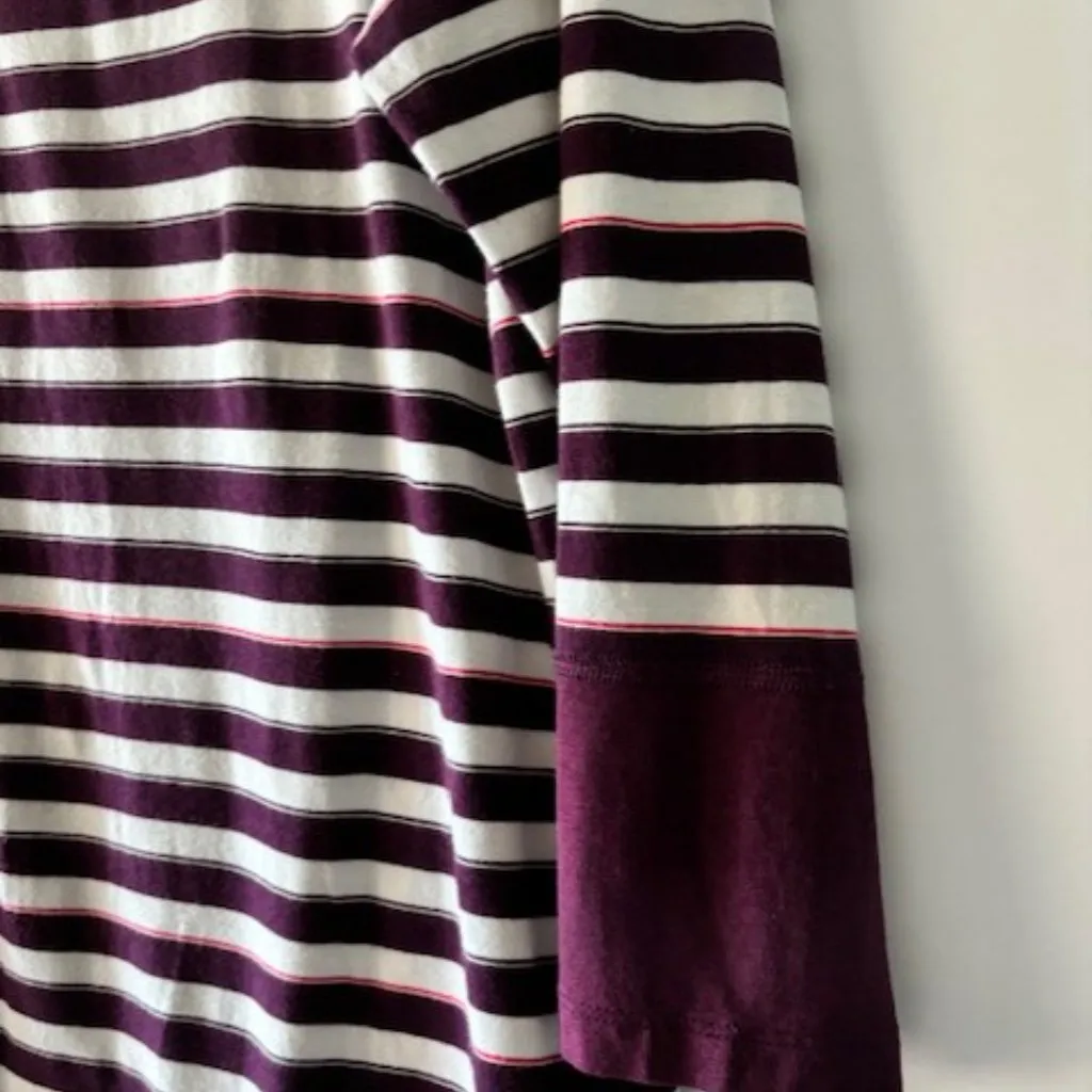 Columbia Women’s PFG Purple White Striped 3/4 Sleeve Omni-Wick Stretch Top Sz L - Image 3