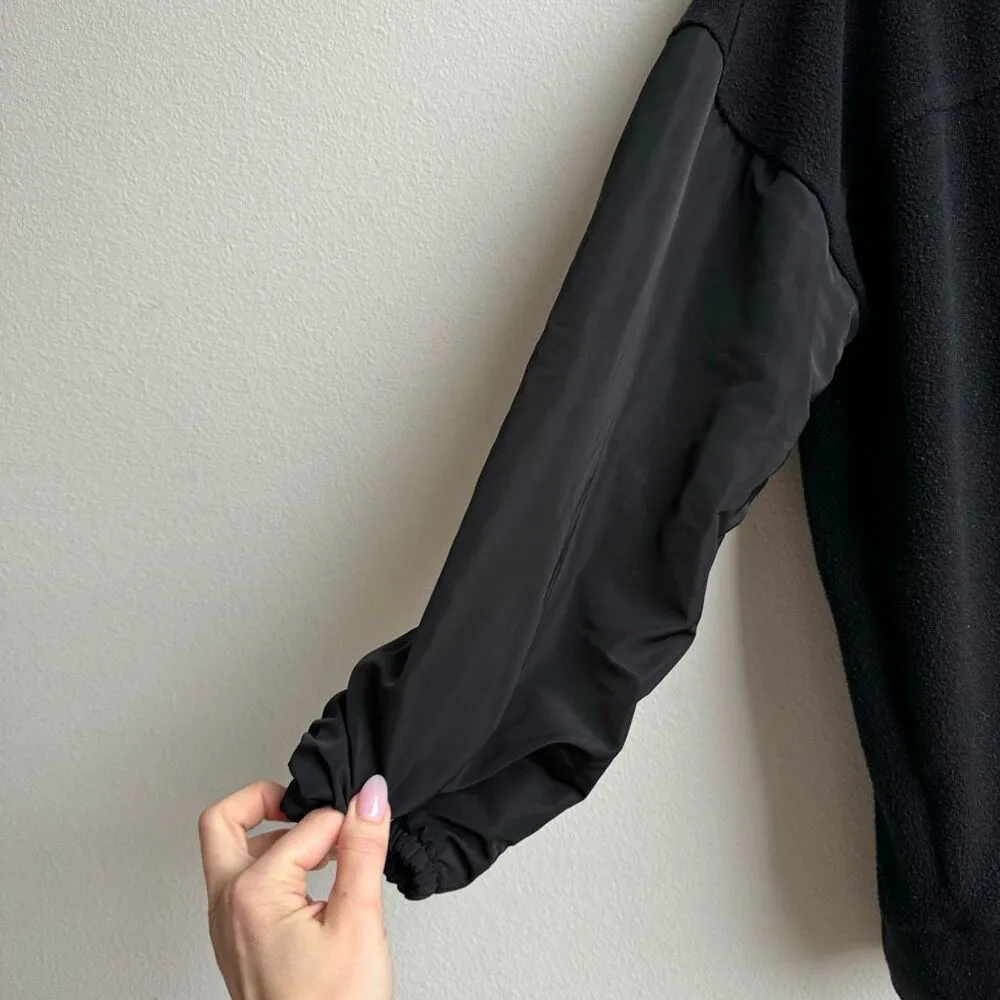 Alo Yoga Black Mixed Media Nylon Oversized Relaxed Hoodie Size Small Gym Travel - Image 4