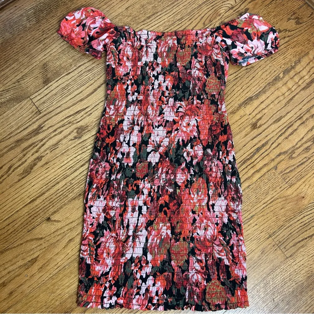 Free People | Wren Smocked Floral Off Shoulder Mini Dress Size XS - Image 11