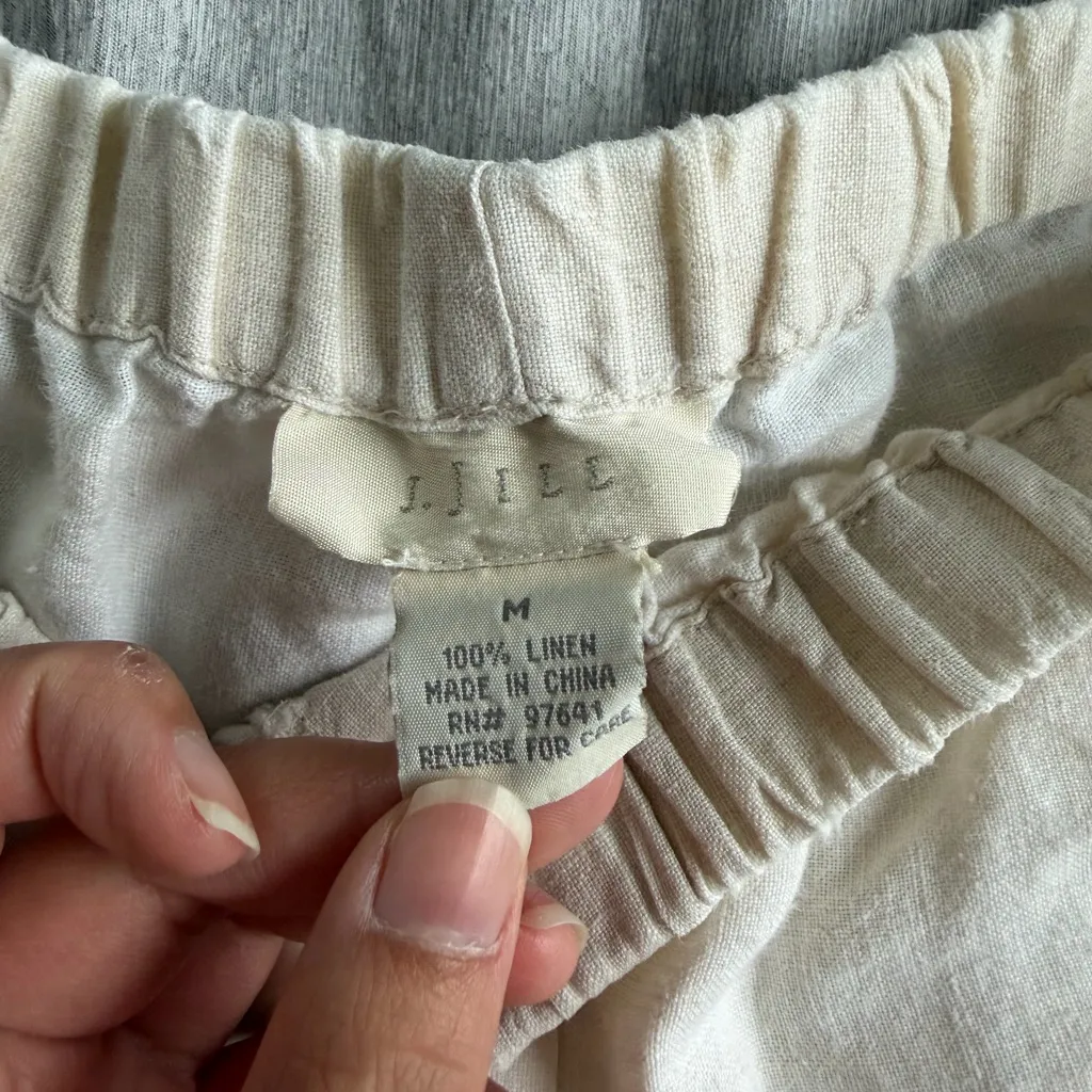 J Jill Linen Shorts Women M Oatmeal Relaxed Fit Casual Comfort Coastal VTG Size M - Image 4