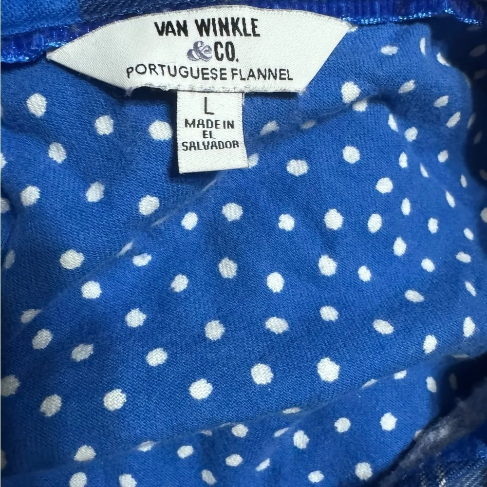 Van Winkle Pajama Set Blue White Gray Plaid Flannel L p32 Size L - Image 3