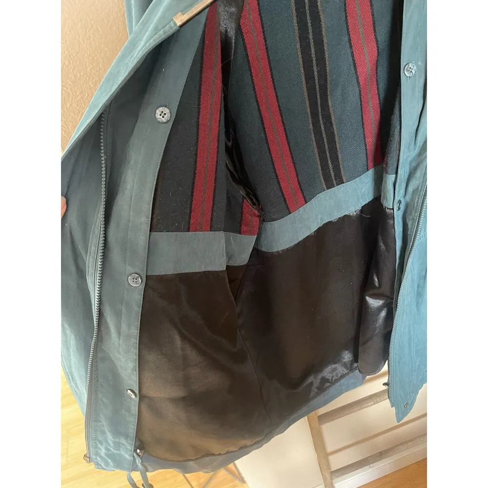 Fleet Street Vintage Teal Longline Coat | Women’s M Spring Jacket Lined Parka - Image 6