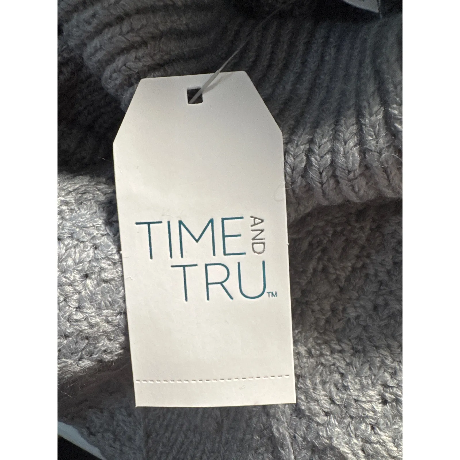 Time and Tru Turtleneck‎ Sweater Diamond Knit Pullover Warm Cozy Gray L - Image 10