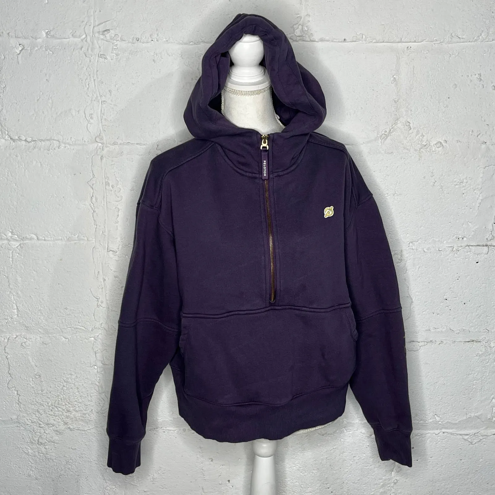 Peloton Half Zip Hoodie Athleisure Cozy Chic Sweatshirt Women Purple Medium - Image 2