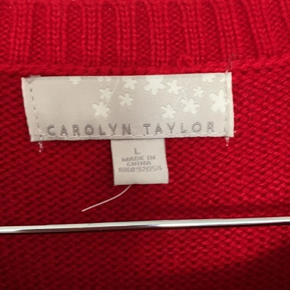 Carolyn Taylor Red Ugly Christmas Sweater Frosty Snowman Sweater Size L - Image 4