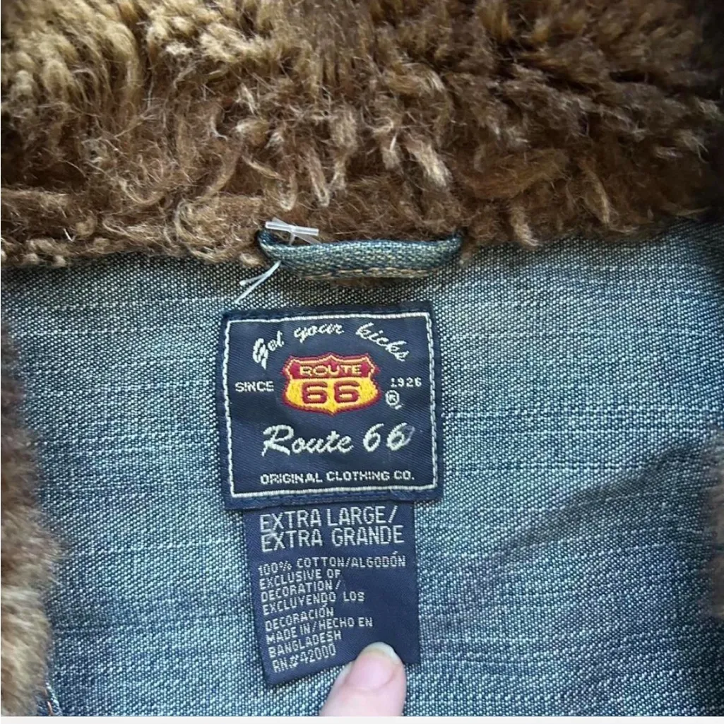 Route 66 Blue Jean Jacket with Brown Fur Trim - Image 4