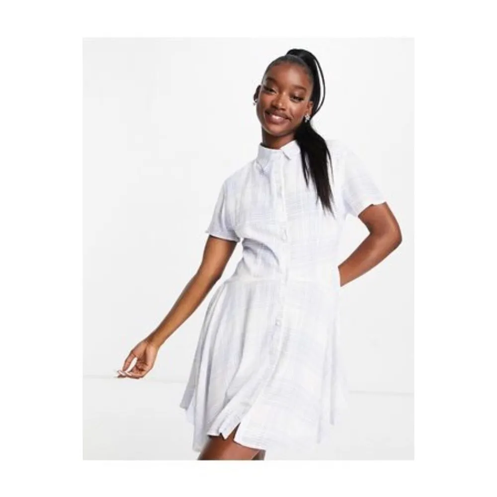 ✨ Missguided
Missguided Skater White & Blue Checked Button Down Shirt Dress✨ - Image 5