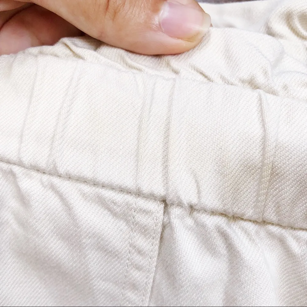 Frye x Anthropologie • Pascale paperbag waist shorts beige tan twill drawstring - Image 9