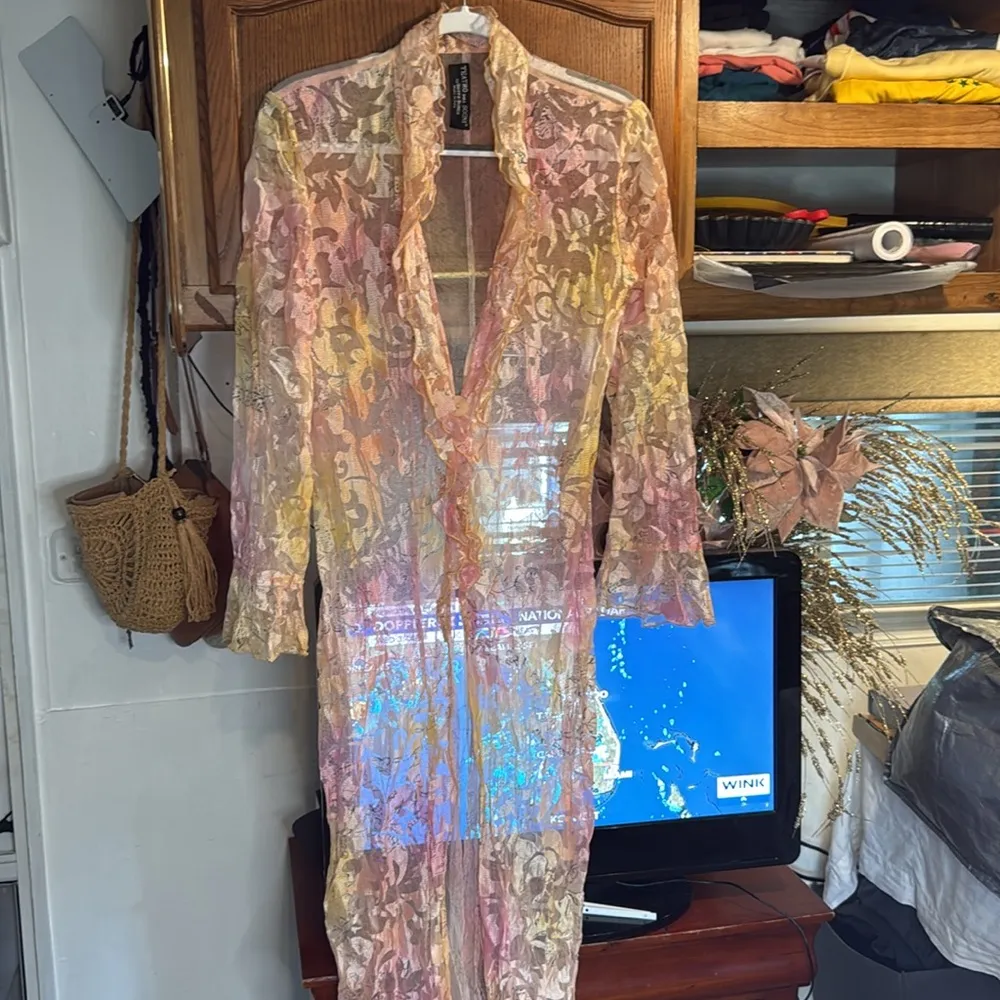 Teatro Dei Sogni by Beppe Bondi Gold and Cream Textured Robe size 14 - Image 15