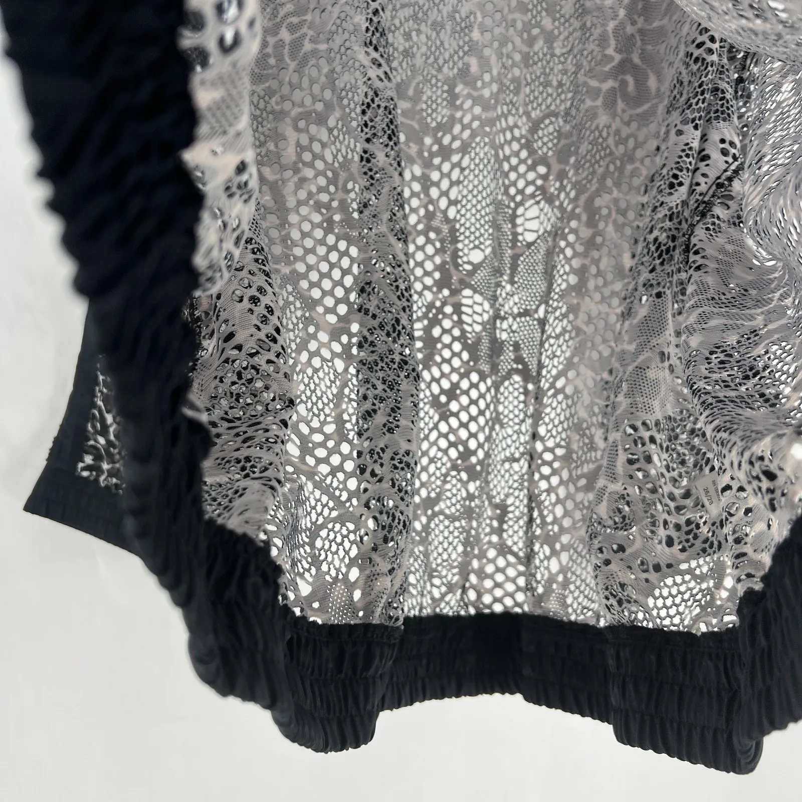 Avenue Sheer Bomber Jacket Womens 26/28 (3X) Black White Leopard Print Full Zip - Image 9