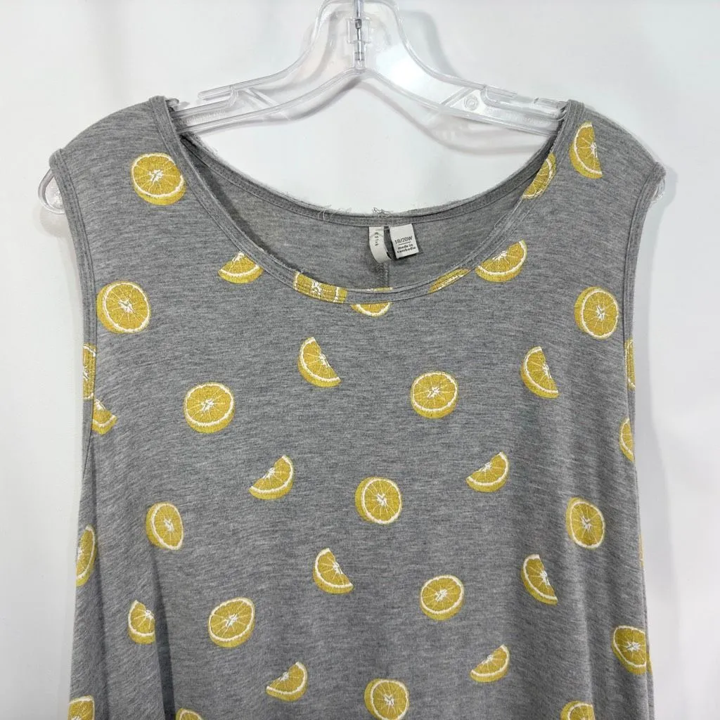 Cato Plus Size‎ 18 20 Tank Top Gray Lemon Print Knit Rayon Scoop Neck Cami 1570 - Image 3