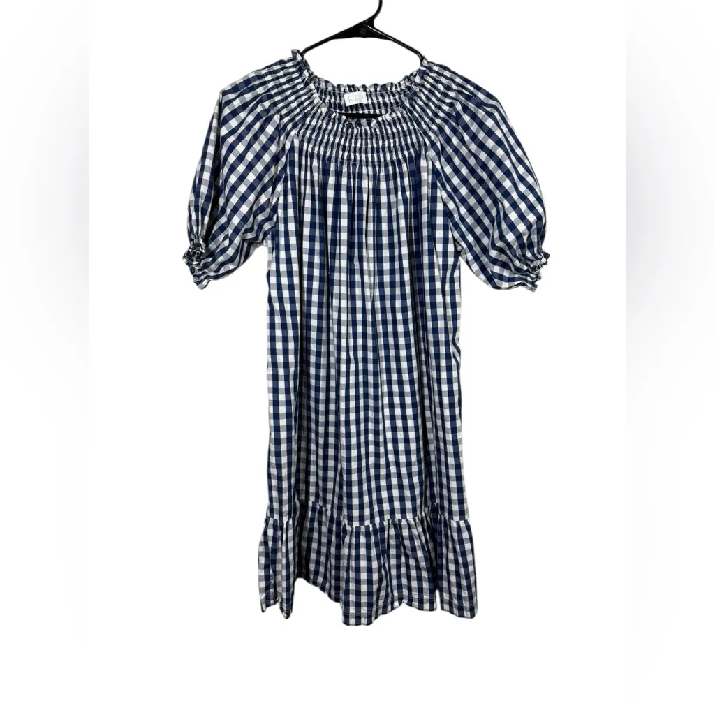 LAKE Veranda Navy Gingham Dress Size Small Blue - Image 4