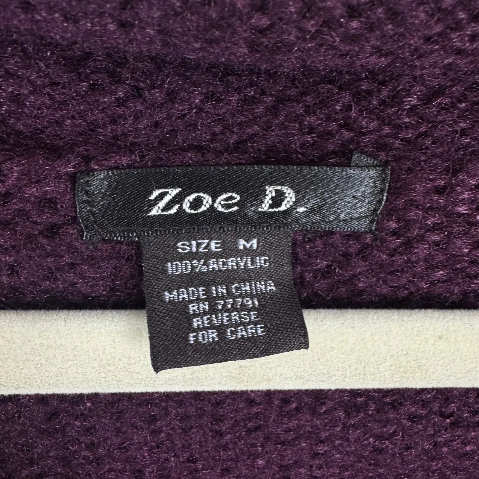 Zoe D. Purple Wine Plum Half Sleeve Button Front Knit Sweater Poncho Size M Size M - Image 5