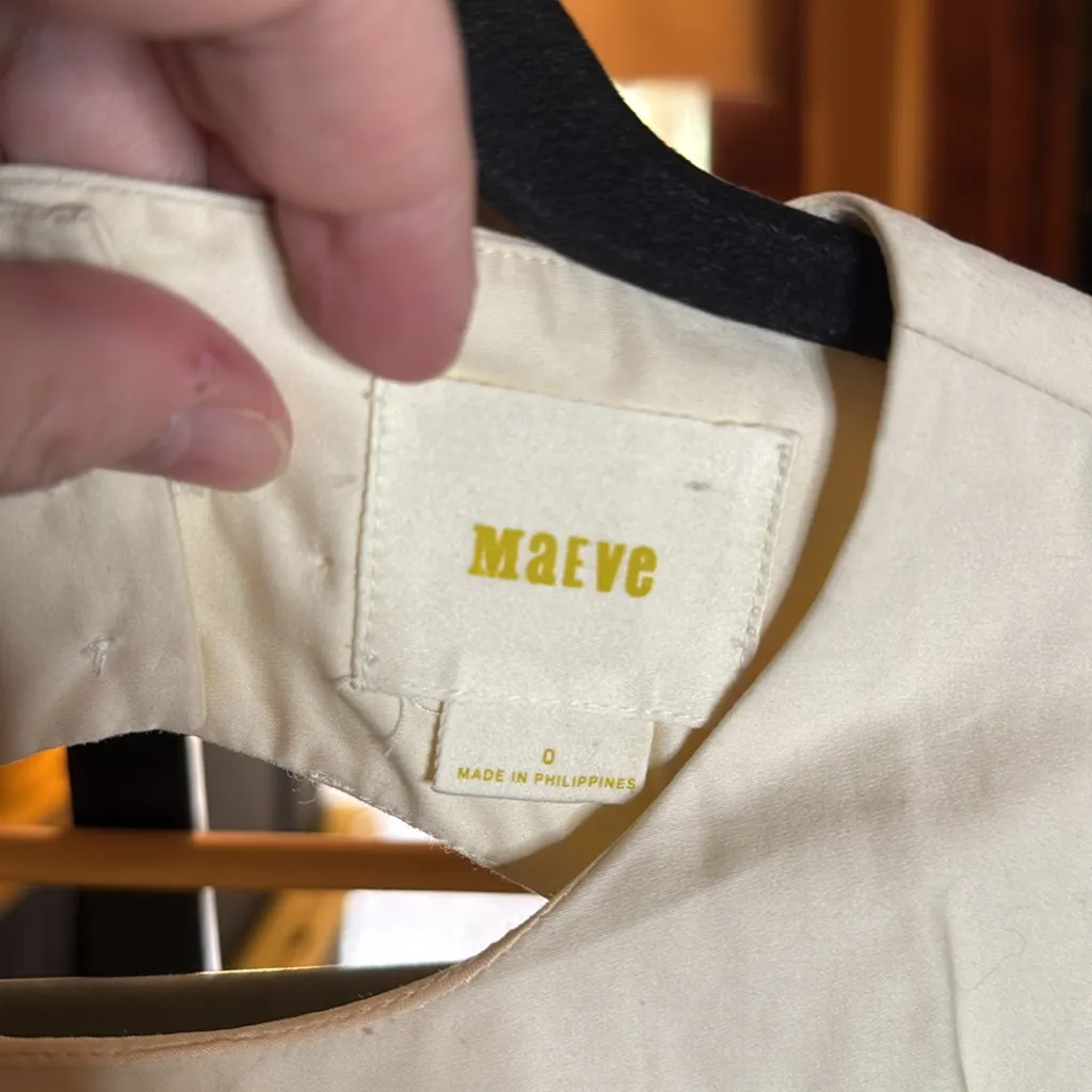 Anthropologie MAEVE Tea Garden Cream Floral Cutout Sheath Lined Dress Size 0 - Image 8