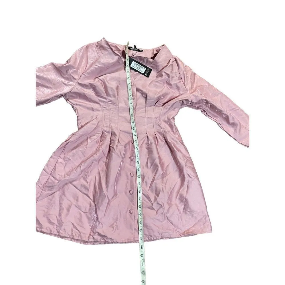 Nasty Gal Shimmer over here mini shirt Pink dress sz 10 - Image 8