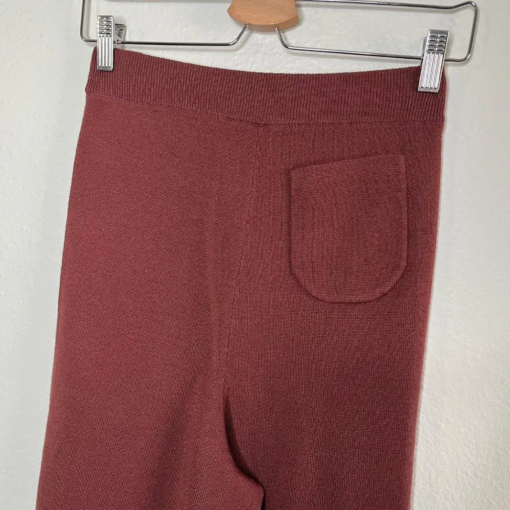 Marimekko X Uniqlo Womens Wool Blend Wide-Leg Knit Crop Pants XS Brick Red - Image 3