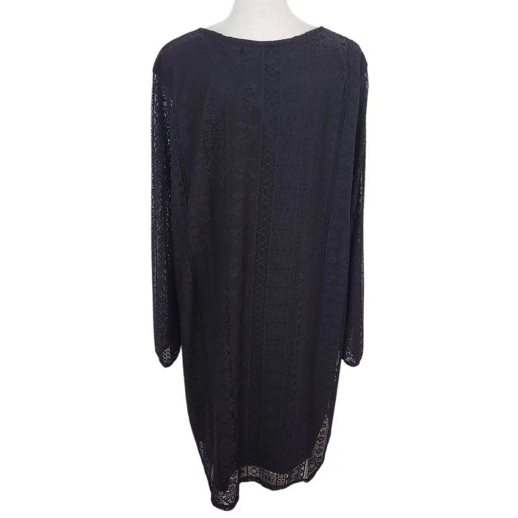 Eyeshadow Black Lace Shift Dress Size Large Black Lace Wedding Guest Dress - Image 2