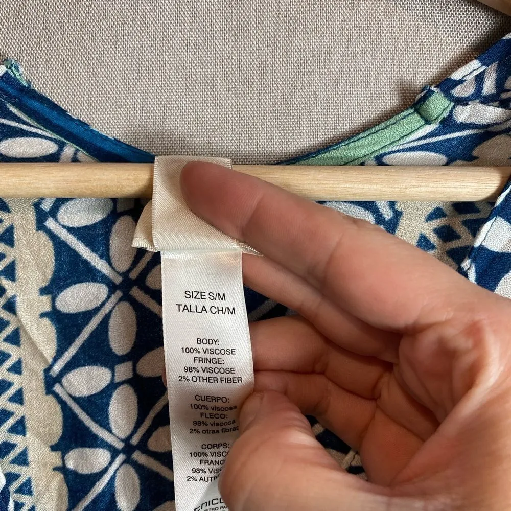 Chicos Ruana fringe blue wrap - Image 6