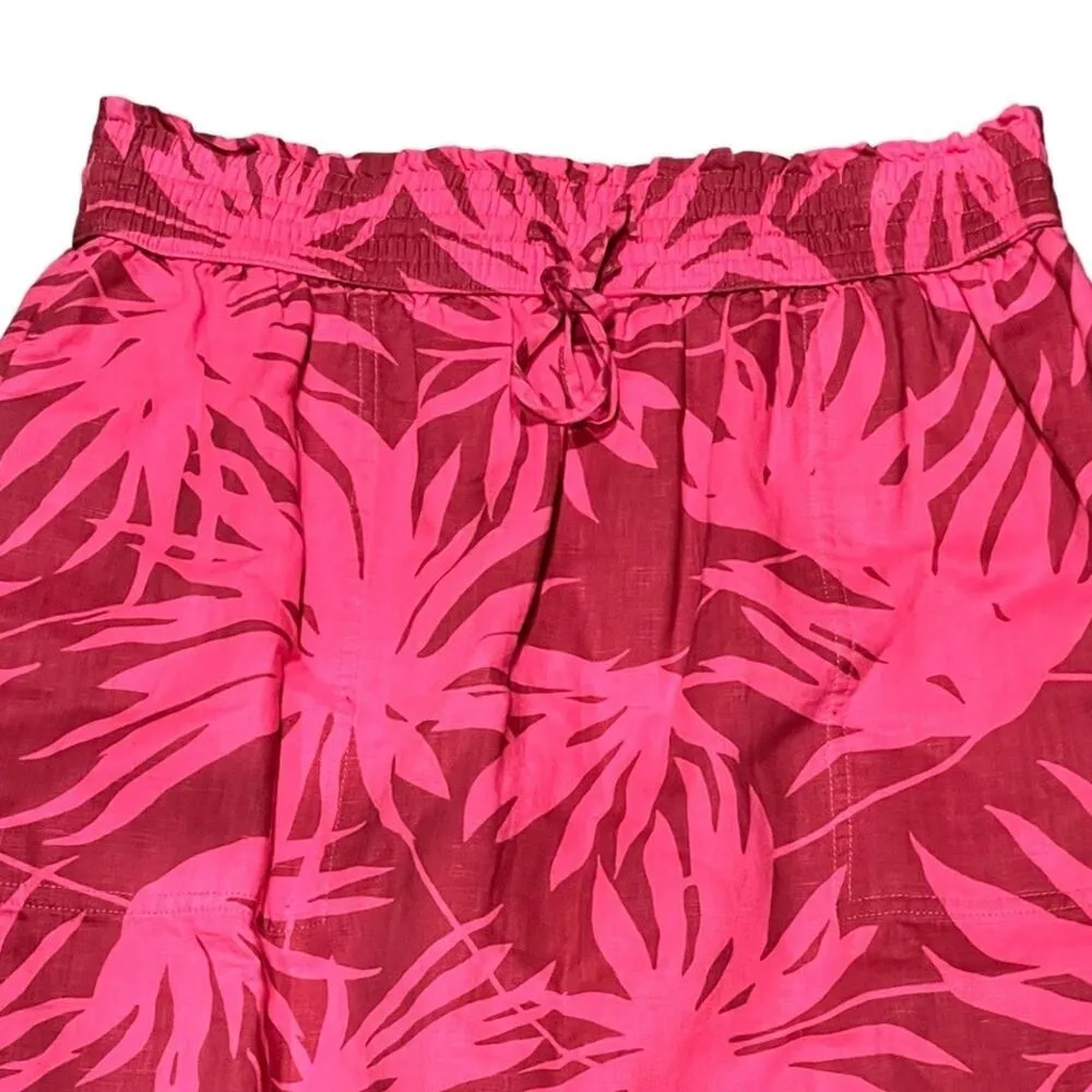 GAP  Linen Tropical Palm Leaf Print Contrasting Pink
 Midi Skirt Size S: NWT - Image 4
