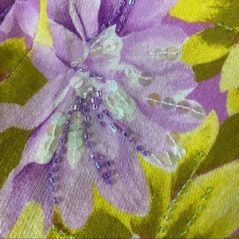 Cache  Floral Sequenced Embellished Sweater Size Small - Image 2