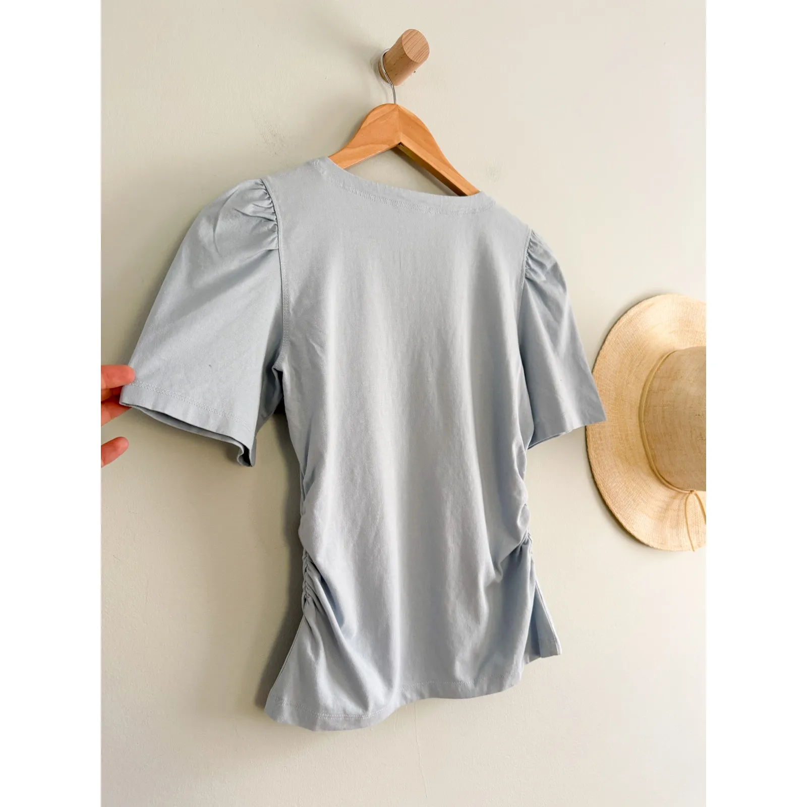Madewell | NWT Side-Cinch Puff-Sleeve Tee in Feather Blue | Sz XXS - Image 8