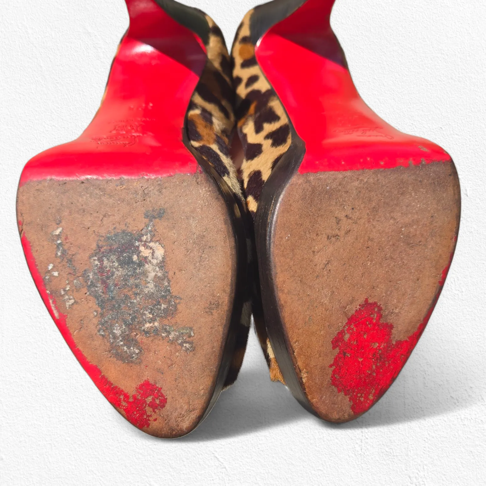 Christian Louboutin Leopard Pony Hair Very Prive Heels 39.5 US 9.5 Peep Toe Pump - Image 8