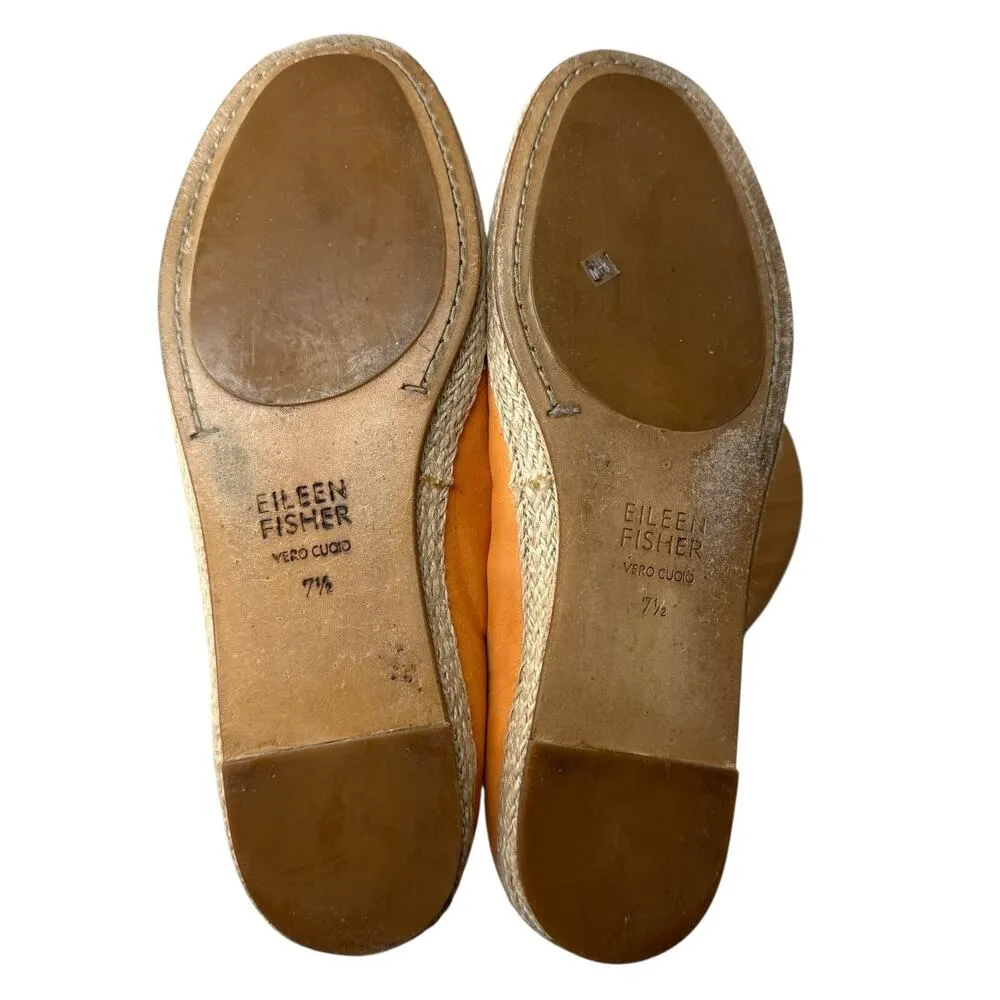 Eileen Fisher Tour Nubuck Espadrille Ballet Flat Orange Leather Womens 7.5 - Image 6