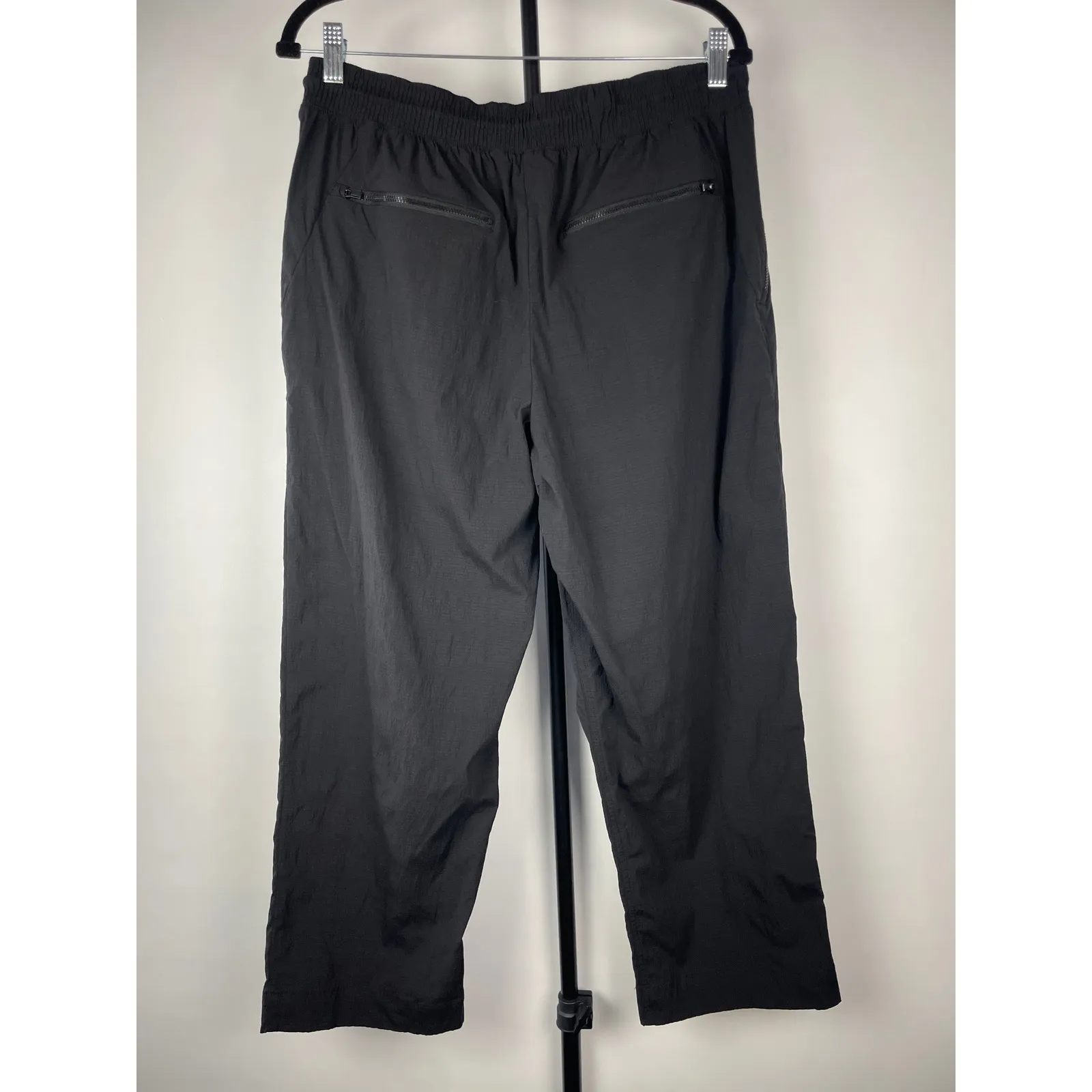 Athleta Trekki Straight Crop Windbreaker Nylon Outdoor Black Women Size 14 - Image 4